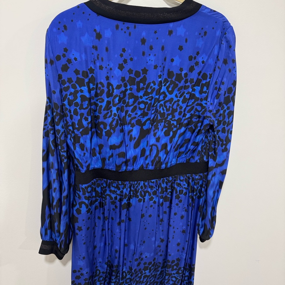 Blue Printed V-Neck Midi Dress TED BAKER MARYEMA 12 Large - Picture 3 of 12